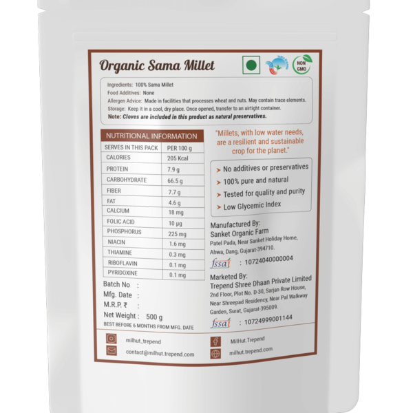 sama millet nutrition value