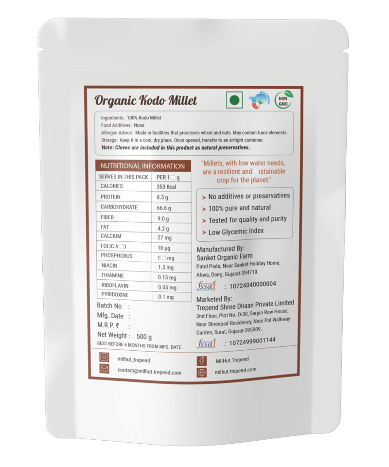 Kodo Millet Nutrition value