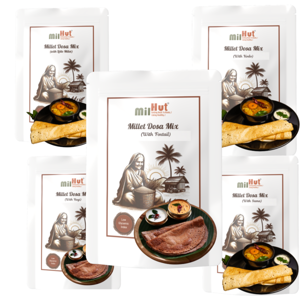 MilHut Healthy Millet Dosa Mix | Instant Millet Dosa Premix | Choose from Ragi, Jowar, Kodo, Little Millet & Sama