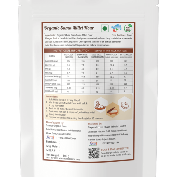 Organic Sama Millet Flour – Stone-Milled Barnyard Millet