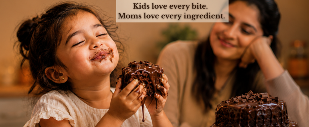 Kid enjoying millet cake mix