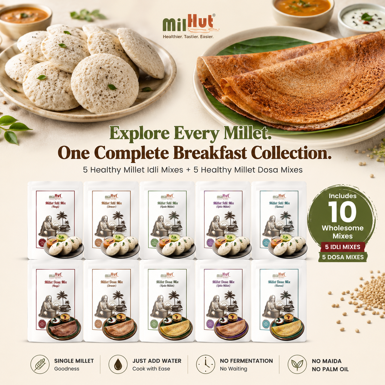 Complete range of Healthy millet breakfast mixes