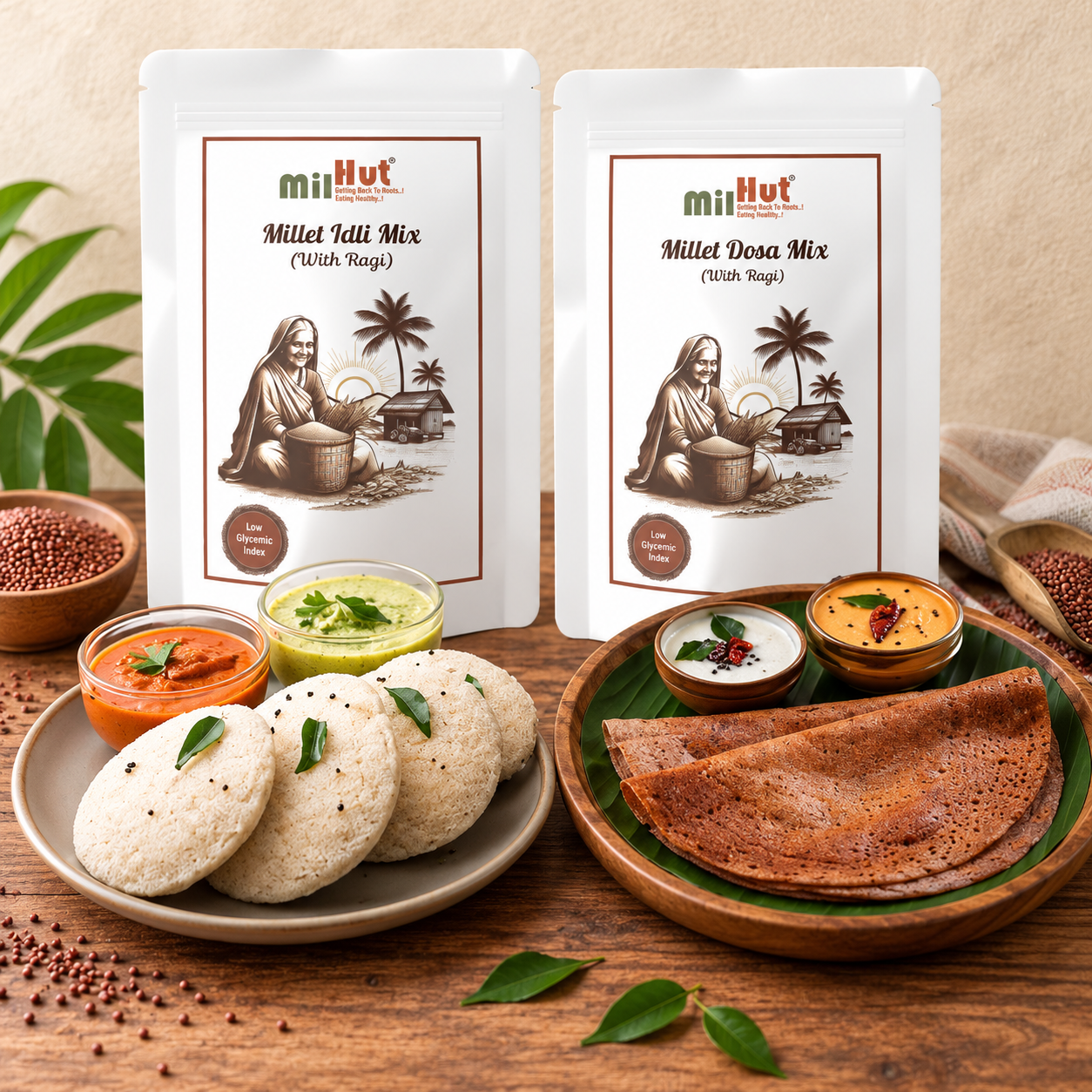 Ragi idli & Ragi dosa combo