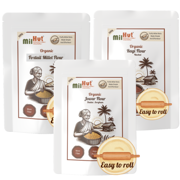 MilHut Popular Millet Flour Combo | Easy Roll Stone-Milled Flour Bundle