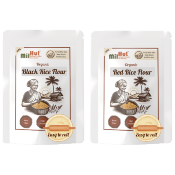 MilHut Easy Roll Rice Flour | Stone-Milled Whole Grain Rice Flours for Soft Rotis